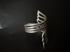 925 Silver Modernist Openwork Bypass Ring 8.8 Grams Size 8.5 Sculptural Vintage