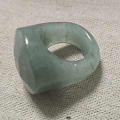 Vintage Genuine Jade Jadeite Massive Dome Cocktail Signet Ring Size 10 21g