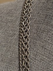 VTG Celebrity Silvertone Pendant Necklace W/Black Bead & Filagree 3 strand chain