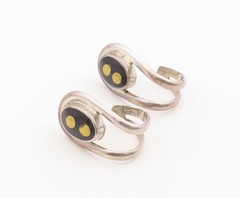 925 Sterling Silver Vintage Earrings MEXICO Enamel Split Shank Studs EG14416