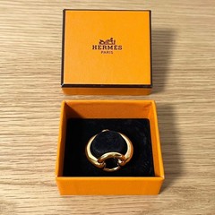 HERMES Mors Horse Bit Gold Scarf Ring 20mm with Box