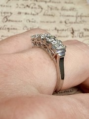 Vintage Art Deco 1.03 CTW Carré Cut Diamond Ring Platinum PT900