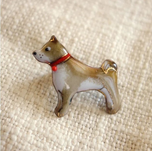 Shiba inu – Japanese cloisonné enamel Pin Badge Brooch Made-to-order NEW