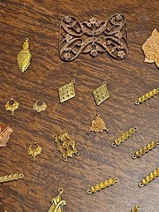Lot Of 50 Mixed Parts Pcs France Vintage 60s Brass Stampings Findings Jewelry