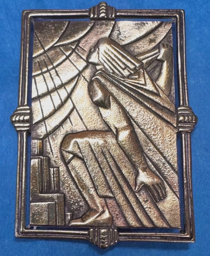Signed Vintage JJ Art Nouveau Deco Brooch Pin 1986