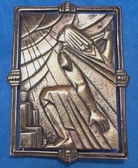 Signed Vintage JJ Art Nouveau Deco Brooch Pin 1986