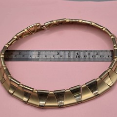Vintage Brushed Goldtone Choker Statement Architectural structural link 80s 90s