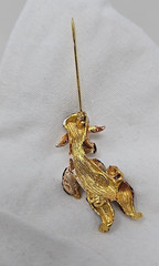 Vintage LG Linda Gal Brown & Gold Enamel Dancing Poodle Brooch Enamel Pin