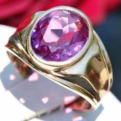 10k yellow gold ring 2.50ct Amethyst size 8.25 solitaire 4.15gr scr2363