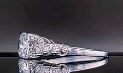 Platinum Vintage Engagement Ring 0.80ct.Natural Old Euro Round Diamond 1920’S