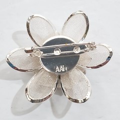 Vintage AAi Silver Tone Metal Mesh Flower Daisy Pin Brooch