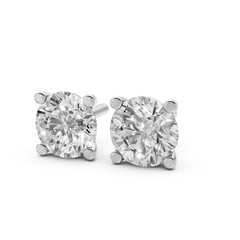 Round Lab Grown Diamond Stud Earrings 14K Gold Solitaire Everyday Fine Jewelry