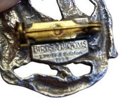 Birds and Blooms Brooch Pin 1999 Limited Edition Silver tone birds