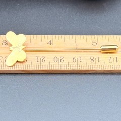 Vintage Gold Tone Butterfly Stick Pin Hat Pin Lapel Pin Monogram A Safety Cap