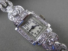 ANTIQUE LARGE 2.30CT OLD MINE DIAMOND PLATINUM HAMILTON WATCH F VVS/VS #14090