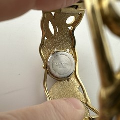 Vintage Ladies Kessaris Abalone and Gold Tone Cuff Bracelet Wristwatch