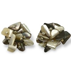 ABALONE MOP SHELL PEARL Cluster Earrings Clip Ons MCM 50s Chic Estate Japan EUC