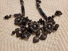 Vintage Roxsann Chunky Charm Necklace 1980s Designer Floral Multitone EXCELLENT