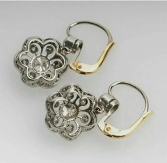 Art Deco Style Round Lab Created Diamond 14K White Gold FN Drop/Dangle Earrings