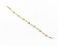 ROSS SIMON 925 Silver Cubic Zirconia Floral Gold Plated Chain Bracelet BT4860