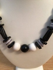 Arthur David Signed Black & White Various Size Beaded Necklace