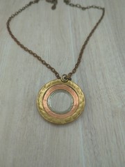 Marjorie Baer SF Brutalist Mixed Metal Medallion Pendant Necklace