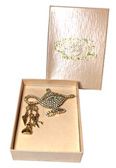 Kirks Folly MAKE A WISH MAGIC LAMP Brooch Rhinestone Charms Gold Tone 3.25″