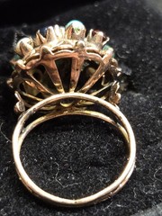 14KT ROSE GOLD PRINCESS RING EMERALDS RUBYS SAPHIRES SIZE 5 3/4 6.3 GRS.