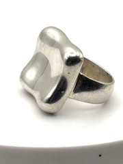 Vintage Sterling 925 Modernist Square Chunky Concave Ring Size 7