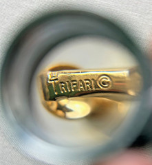 Vintage Crown Trifari White Hoop Wire Wrapped Gold Tone Clip On Earrings Signed