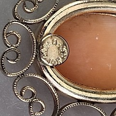 Vintage Shell Cameo Necklace Carla 14K Gold Filled Teardrop Scrollwork 18″