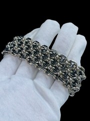 Vintage Cathé Cathe Chunky Silver Tone Heavy Brutalist Ball & Chain Bracelet