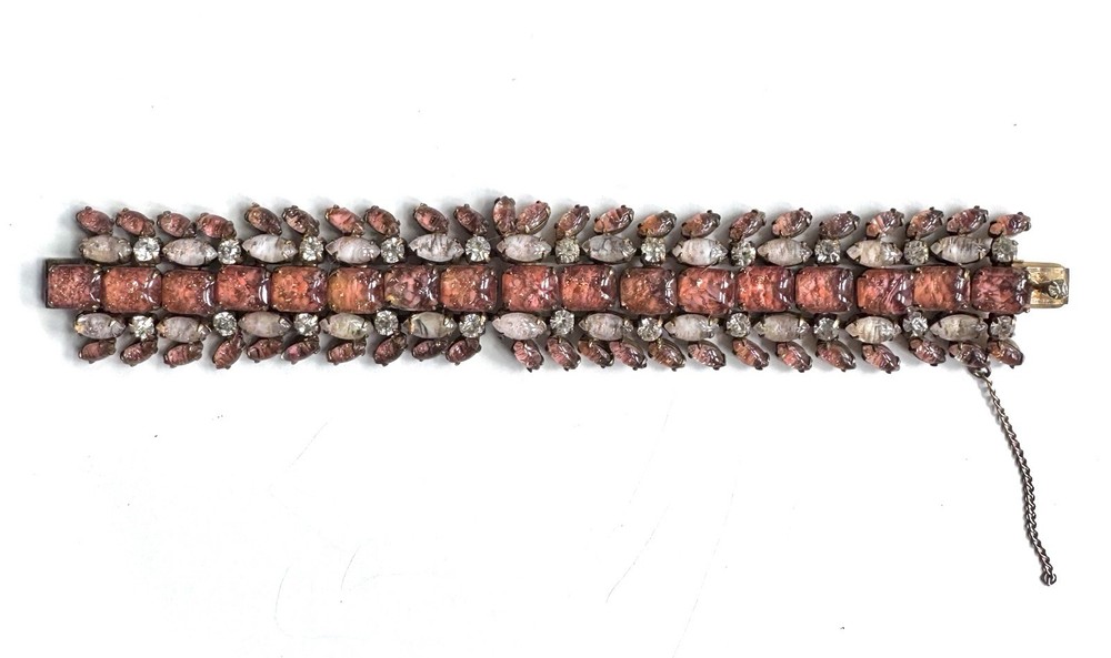 Schreiner Peach Pink Art Glass Bracelet “As Is” Matches Separate Necklace And