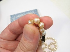Vintage AKOYA Cultured PEARL Hand-knotted NECKLACE 6mm Sterling Silver 17.75″