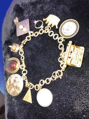 Vintage Story-Telling Charm Bracelet w/ 10 Charms HS College Sororities Wedding