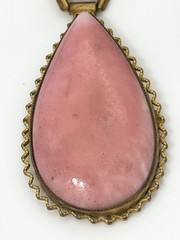 Antique Vintage 1930s Signed CZECH Art Deco Pink Peking Glass & Brass Necklace