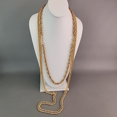 Vintage Chain Necklace Lot of 2 Curb Link Rope Gold Tone