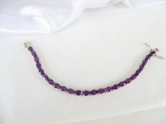 Vintage Sterling Silver 925 Heated African Amethyst Tennis Bracelet 7.5″