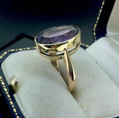 3 CT Solitaire Oval Cut Amethyst Wedding Engagement Ring 14K Yellow Gold Finish