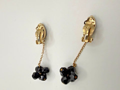 Vintage Krementz Faux Baroque Pearl & Black Bead Lariat Necklace with earrings