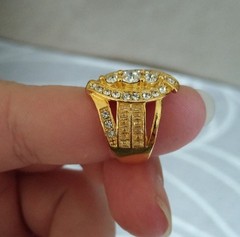 Vintage 14k Gold Over Silver Fancy Cluster Cocktail CZ Diamond Accent Ring sz 6