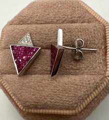 18 Karat White Gold 2.01ctw Ruby & .05ctw Diamond Earrings
