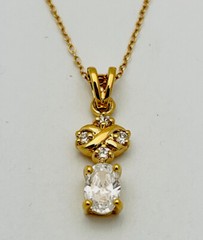 DaneCraft 24KT Gold Over 925 Sterling Silver CZ Drop Necklace 18”