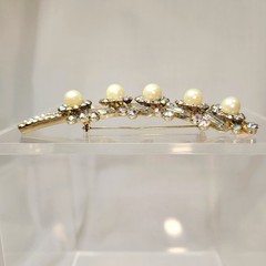 Juliana D&E Faux Pearl Bead AB Rhinestone Brooch Earring Book Piece Vtg Heirloom