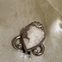 Vintage Hand Carved Cameo Brooch & Earrings Set 12K Gold Filled