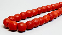 1930s Antique Red Coral Faceted Beads Beaded single Strand Necklace Choker 30gr