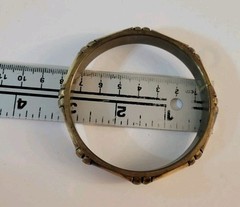 Vintage Bohemian Brass Horn Bone Bangle Bracelet 3″ Gold Cream