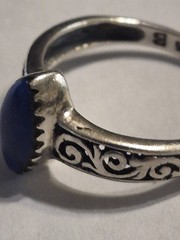 Vtg925 Sterling Silver Lapis Lazuli Marquise Filigree Statement Ring 2.6g Sz 5.5