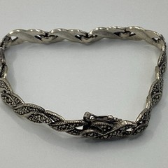Vintage 7.5” Sterling Silver W/ Marcasite Bracelet Signed TK 925 Weighs 0.519oz