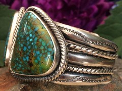 102 GRAM SPIDERWEB TURQUOISE STERLING ROPE SOUTHWESTERN NAVAJO STYLE BRACELET